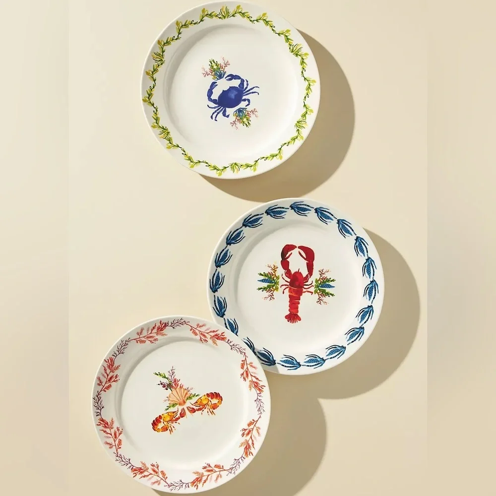 Anthropologie August Wren Shrimp 🦐 Dinner Plate